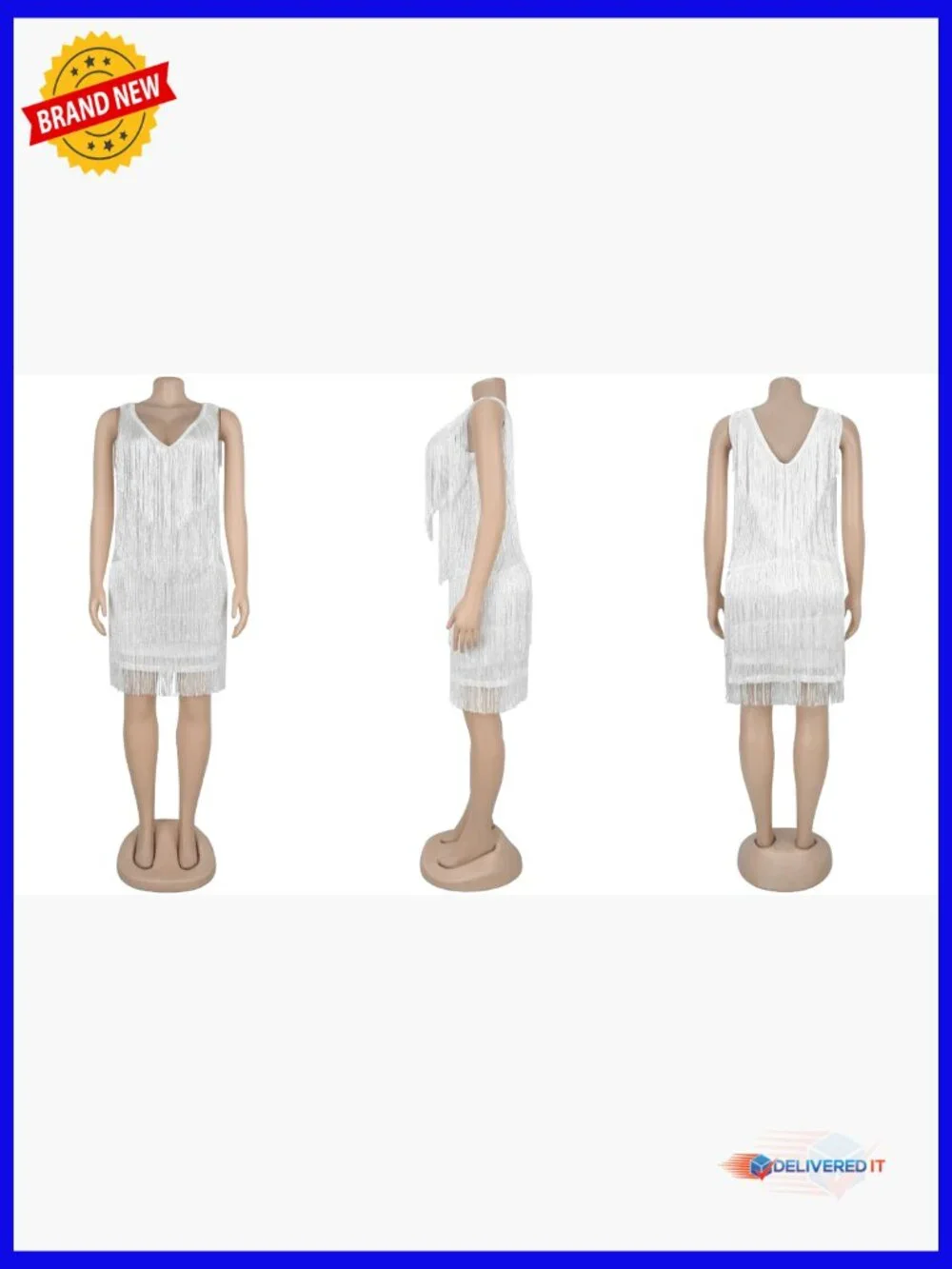 Halter Backless Fringe Mini Dress for Parties Cocktail Bodycon - Picture 7 of 7